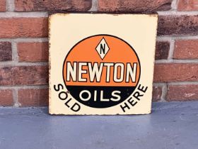 Enamel Newton Oils Sold Here Flange Sign