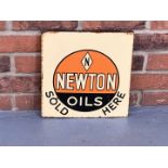 Enamel Newton Oils Sold Here Flange Sign