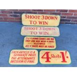 Five Vintage Painted Fairground Signs on Board