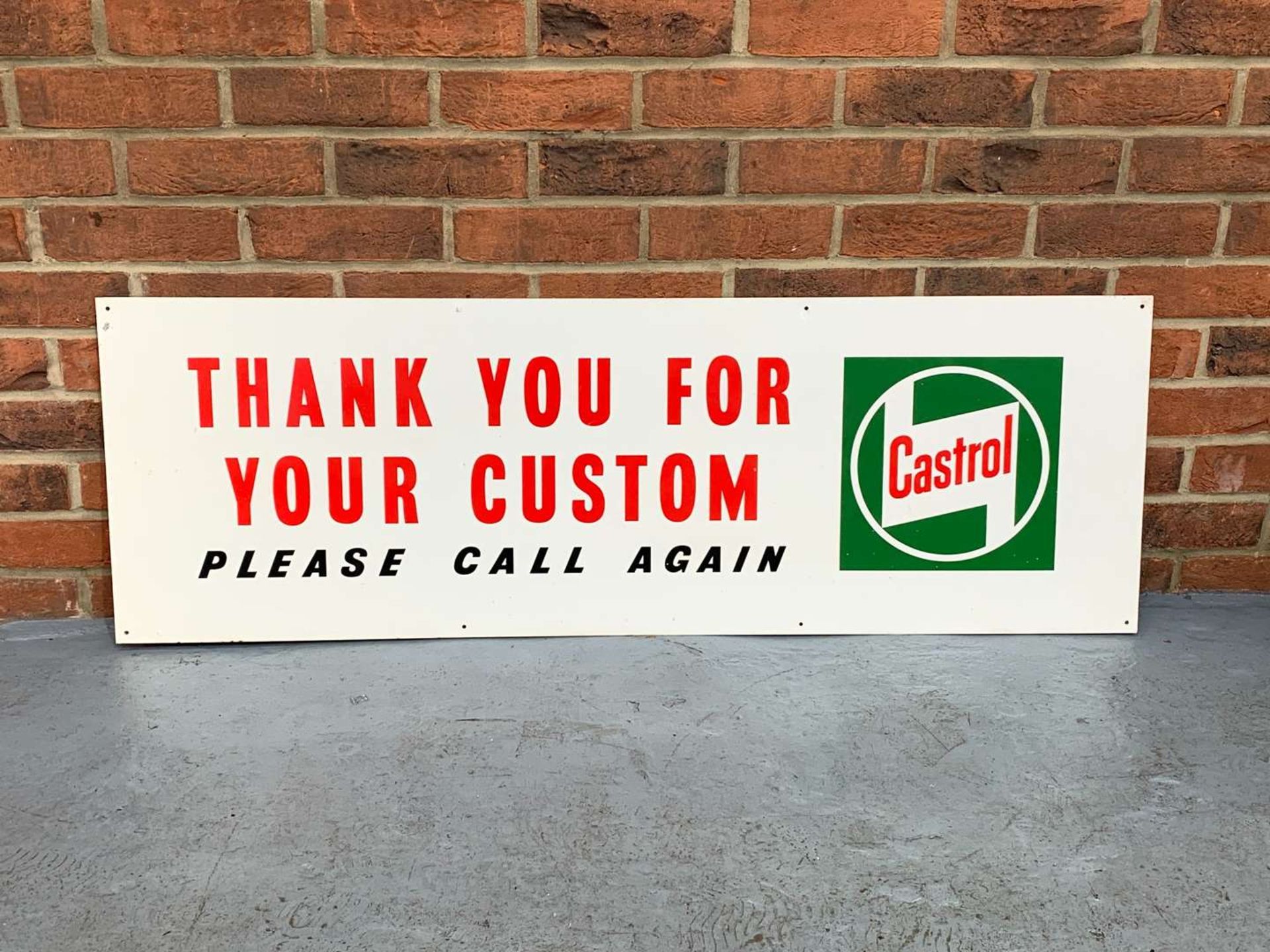 &nbsp;An Original Aluminium Castrol “ Thank you For Your Custom” Sign By Cowling