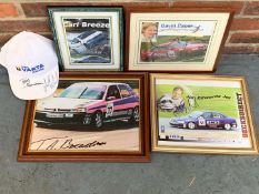 Four Framed Racing Pictures and Signed Cap (5)