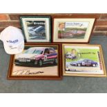 Four Framed Racing Pictures and Signed Cap (5)