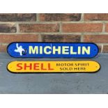 Two Cast Iron Michelin and Shell Signs