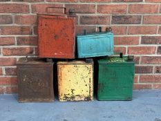 Four Vintage Two Gallon Fuel Cans and One Other