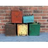 Four Vintage Two Gallon Fuel Cans and One Other