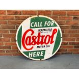 Enamel Circular Call For Castrol Motor Oil Here