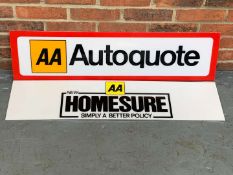 Two Perspex AA Insurance Signs&nbsp;