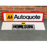 Two Perspex AA Insurance Signs&nbsp;