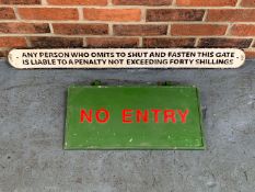 Cast Iron Shut the Gate and NO ENTRY Signs (2)