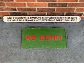 Cast Iron Shut the Gate and NO ENTRY Signs (2)