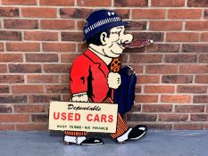 Enamel Figural Dependable Used Cars Sign