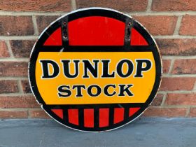 Original Enamel Circular Dunlop Stock Sign. Double Sided