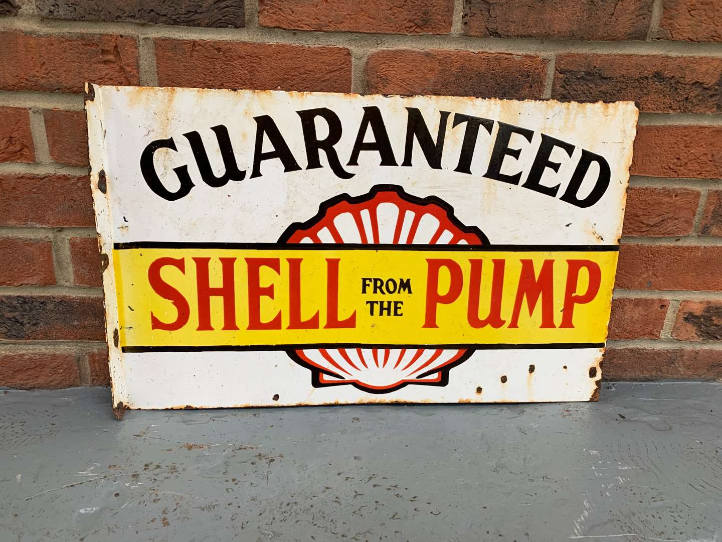 Enamel Shell From The Pump Flange Sign