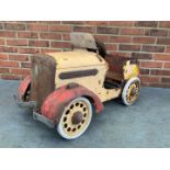 Vintage Tin Plate Red and Yellow Childs Pedal Car (For Restoration)