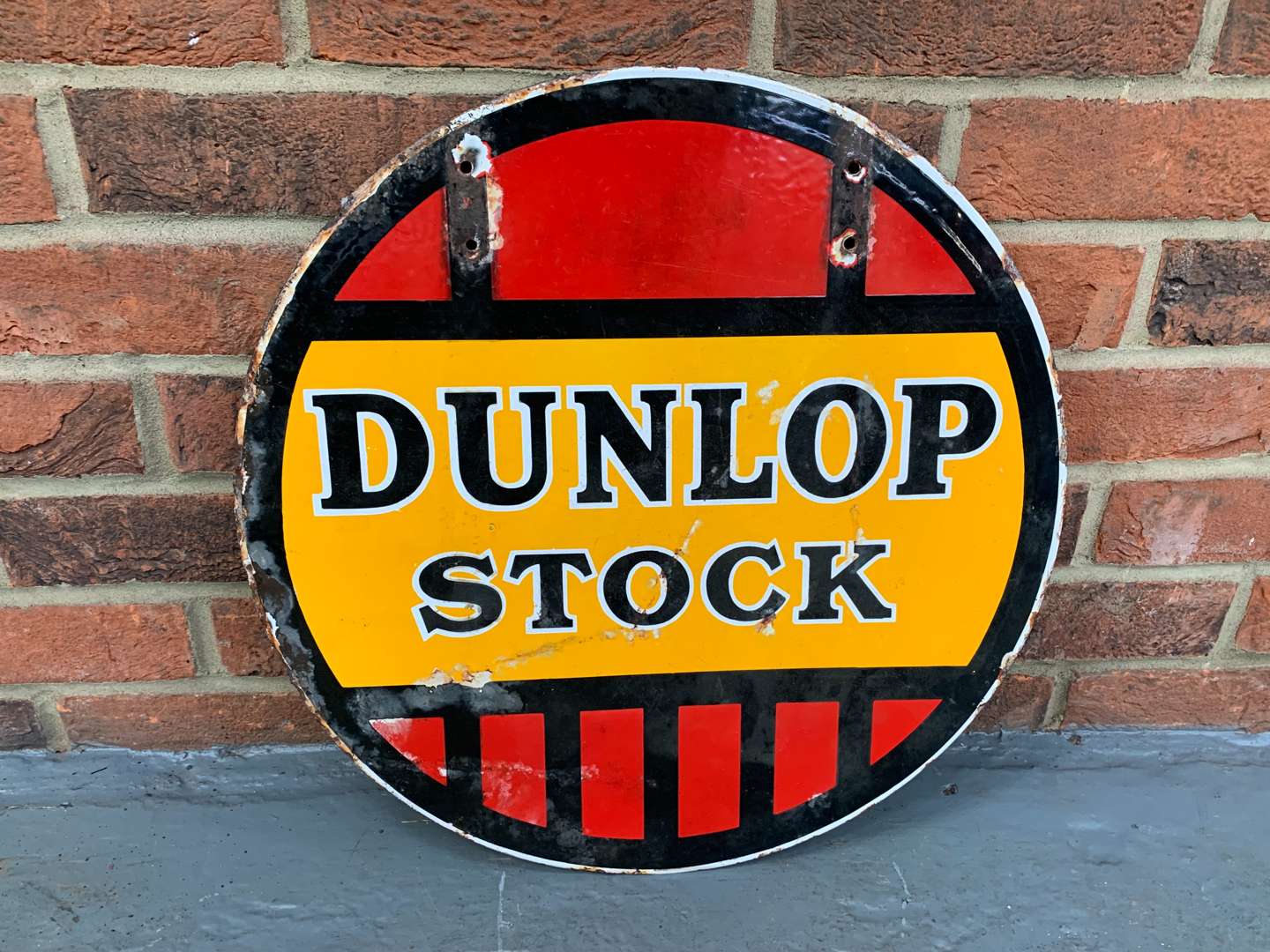 Original Enamel Circular Dunlop Stock Sign. Double Sided - Image 2 of 2