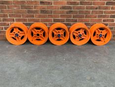 Set of Five Orange Ford Alloy Wheels