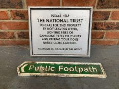 Two Cast Aluminium National Trust and Public Foot Path Signs (2)