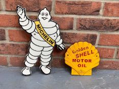 Cast Iron Michelin Man and Golden Shell Oils (2)