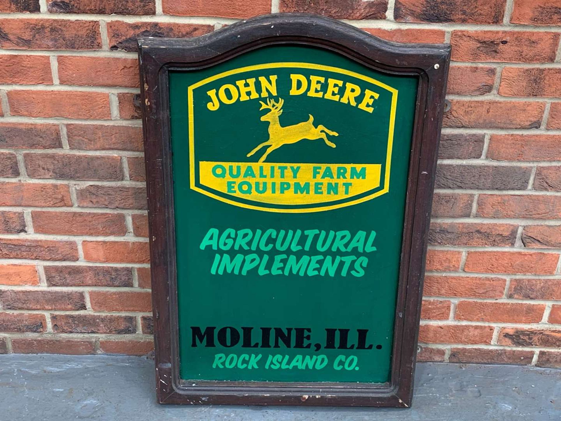 Painted John Deere Framed Sign on Board