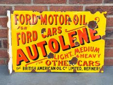 Enamel Autolene Ford Motor Oil Flange Sign