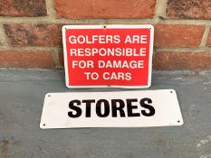 Aluminium “Golfers Warning Sign and Stores” Sign