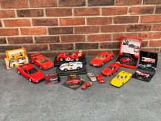 Quantity of Unboxed Die Cast Ferrari Model Cars