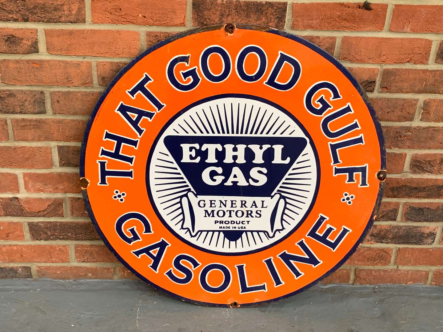 Enamel “That Good Gulf" Gasoline Sign