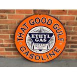 Enamel “That Good Gulf" Gasoline Sign