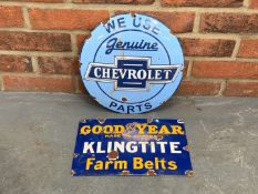 Two Enamel Chevrolet and Goodyear Signs