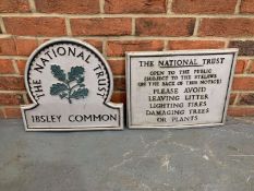 Two Cast Aluminium National Trust Signs