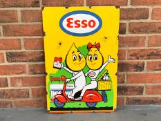 Enamel Esso Mr and Mrs Drip on a Scooter Sign