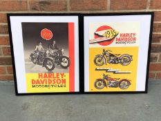Two Framed Harley Davidson Motorcycle Posters&nbsp;