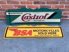 Two Wooden Made BSA and Castrol Oil Hanging Signs