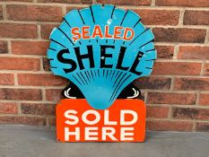 Enamel Sealed Shell Sold Here Double Sided Sign