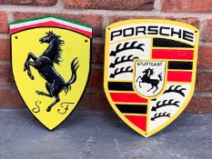 Cast Iron Ferrari and Porsche Emblems (2)