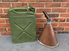 1942 Dated US Jerry Can and Heavy Brass Funnel (2)