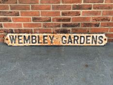 Cast Iron Road Sign “ Wembley Gardens"