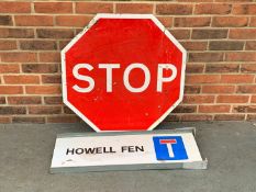 Large Stop Road Sign and Howell Fen Sign (2)