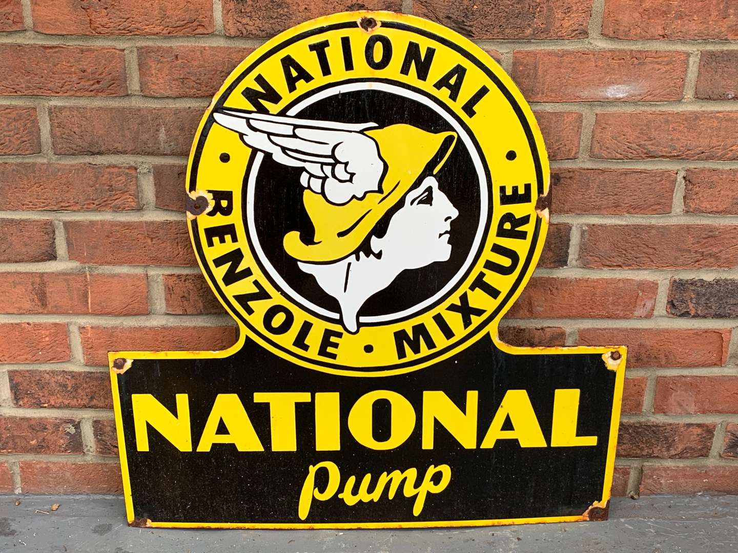 Enamel National Benzole Pump Sign