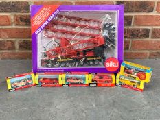 Boxed Siku Model Crane and Six Die Cast Cars