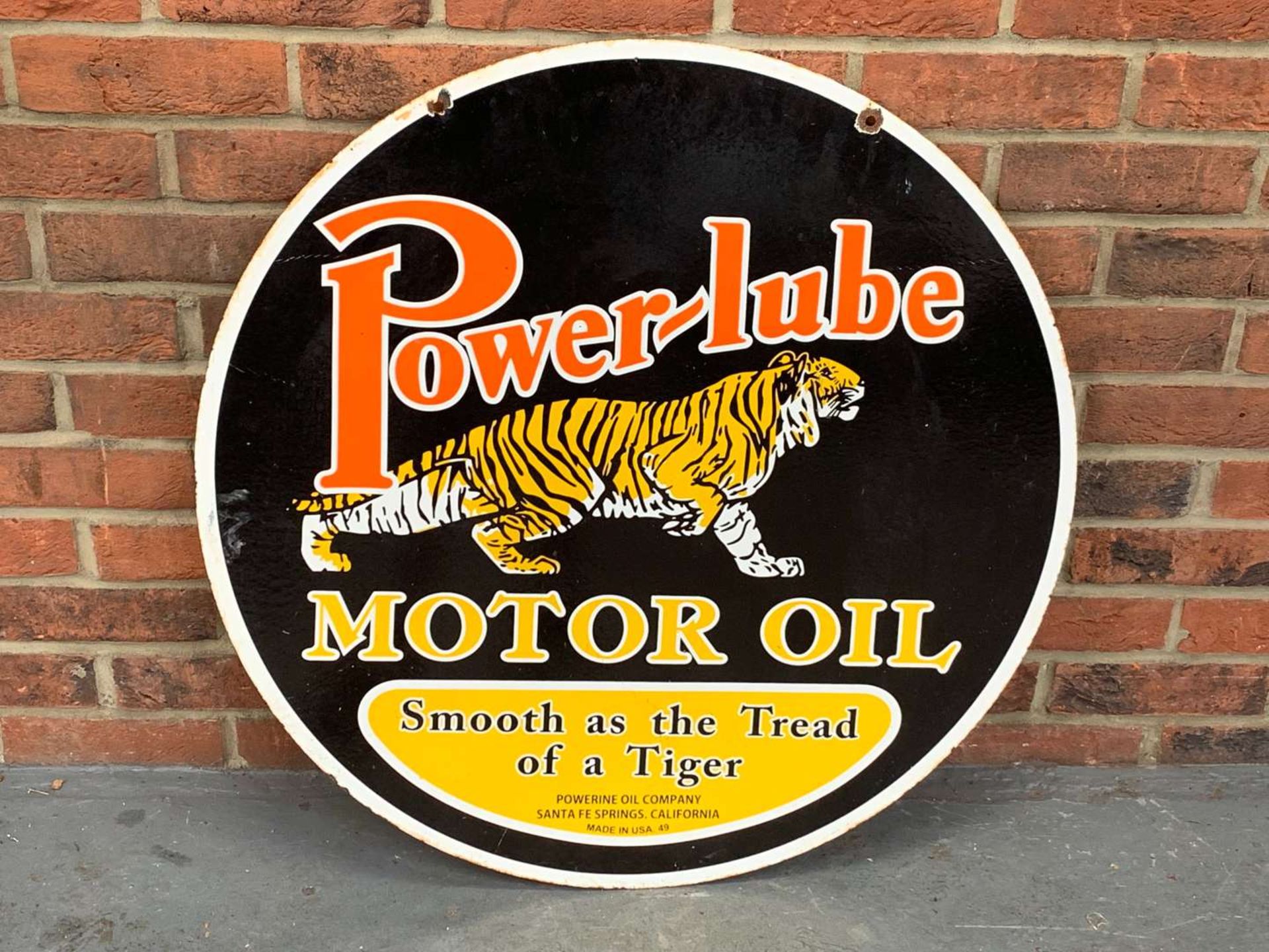 Enamel Power-Lube Motor Oil Circular Sign