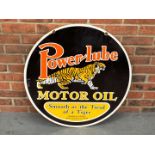 Enamel Power-Lube Motor Oil Circular Sign