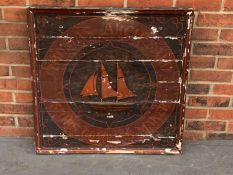 Vintage Painted Ship Sign on Board