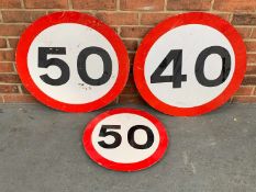 Three Road Speed Limit Signs