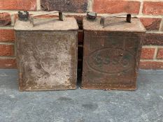 Two 2 Gallon BP and Esso Petrol Cans