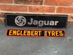 Tin Englebert Tyres Sign and Platic Jaguar Sign (2)