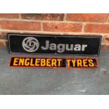 Tin Englebert Tyres Sign and Platic Jaguar Sign (2)