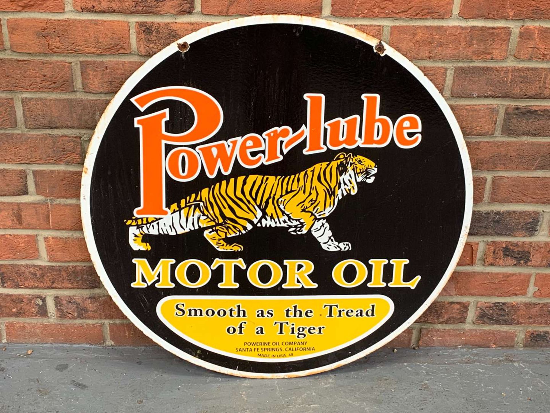 Enamel Power-Lube Motor Oil Circular Sign - Image 2 of 2