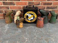 Two Gallon Petrol Can, Oil Pourers and Cans