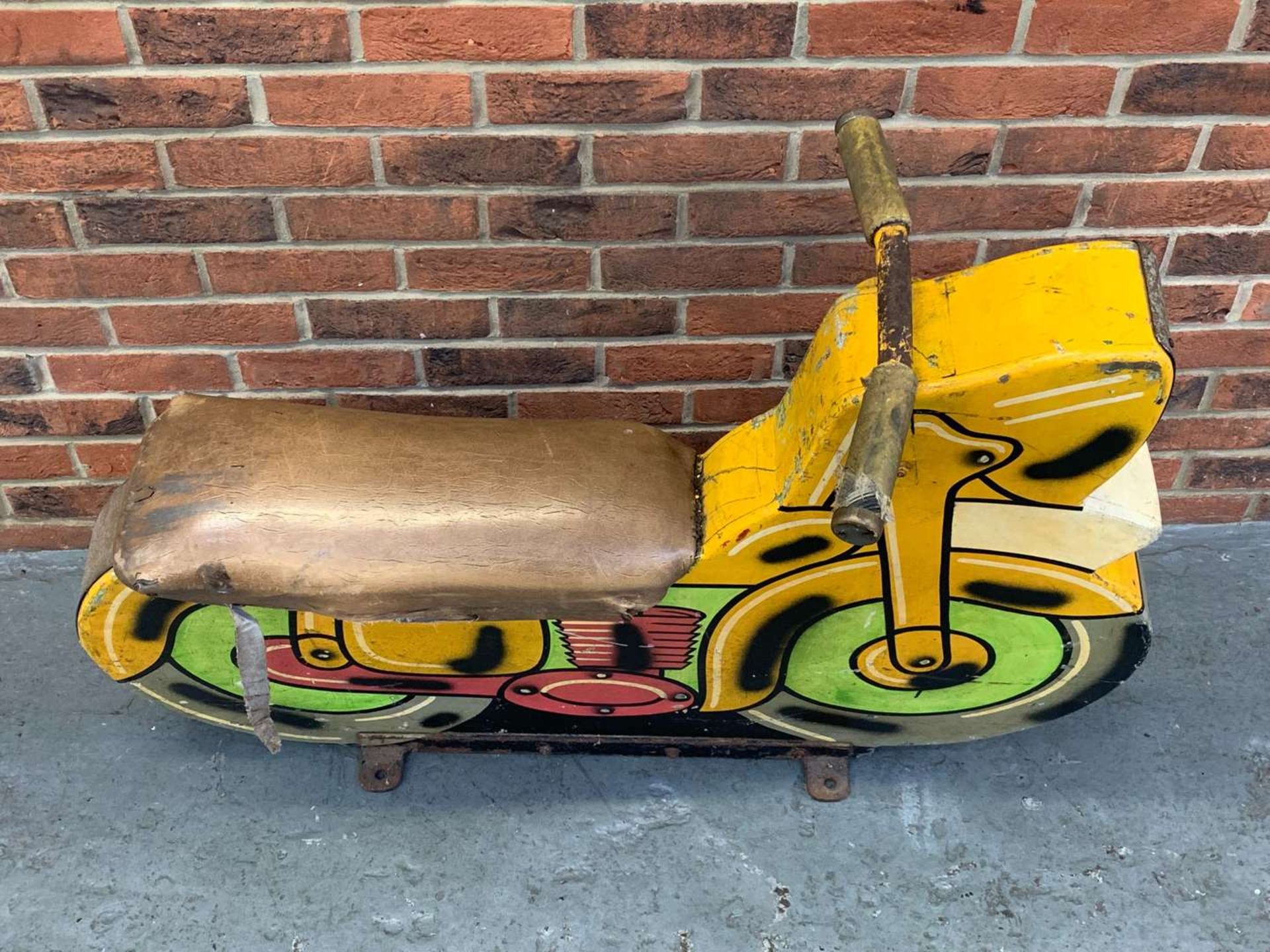 Vintage Wooden Painted Motorcycle Fairground Ride - Image 4 of 4